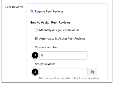 Peer review settings are found in the assignment details