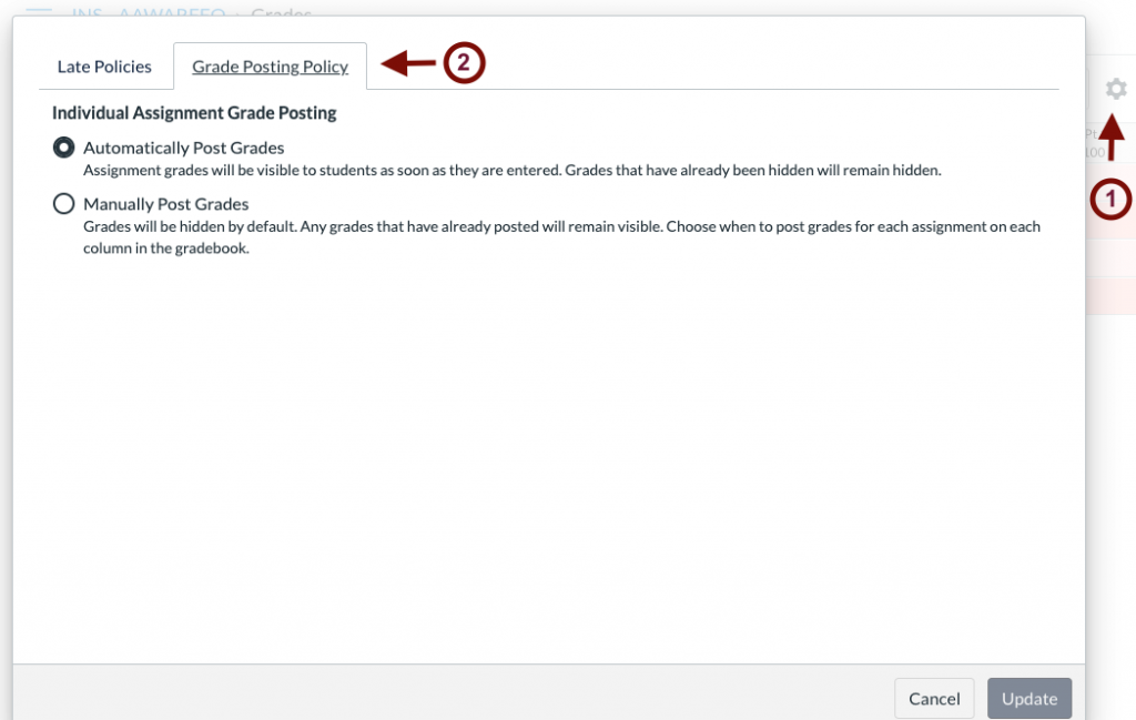 Grade Posting Policy is the second tab.